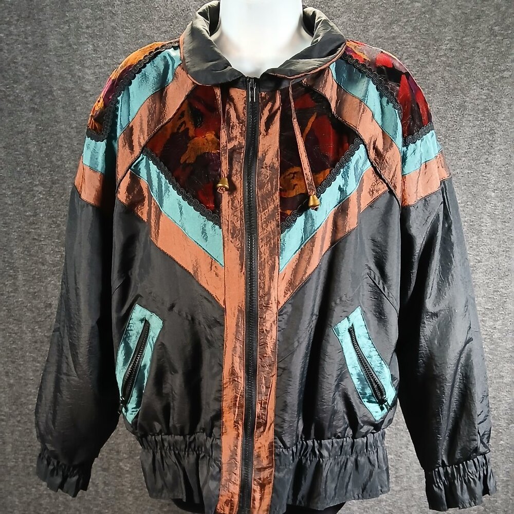 Vintage Colin Colorblock Windbreaker Jacket with Velvet Panels